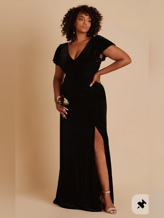Lulus Dresses & Skirts - Lulu's Black V-Neck Velvet Maxi Dress with Side Slit